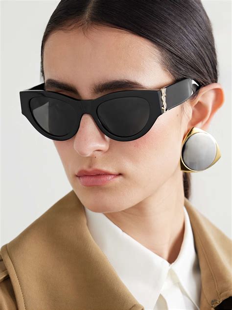 ysl logo acetate cat-eye sunglasses|oversized YSL sunglasses.